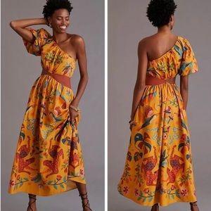 Farm Rio Anthropologie XXS One Shoulder Cut Out Dress NWT
